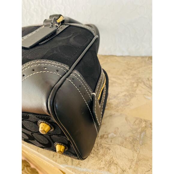Coach Hampton black canvas leather shoulder bag Carryall 10532 - Picture 8 of 10